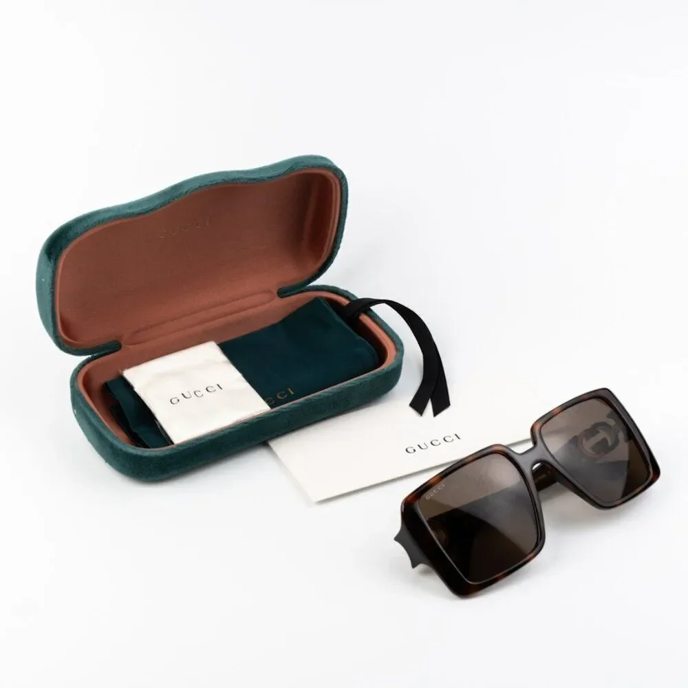 SALE! NEW Gucci GG1692S 002 Havana Brown Square Women Sunglasses